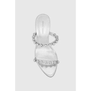 NEW  Rebecca Minkoff Juliana Crystal Sandal silver Strappy Vamp Slide 7.5